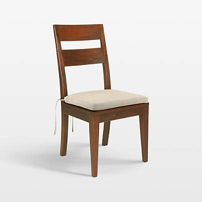Basque Honey Wood Side Chair with Natural Cushion