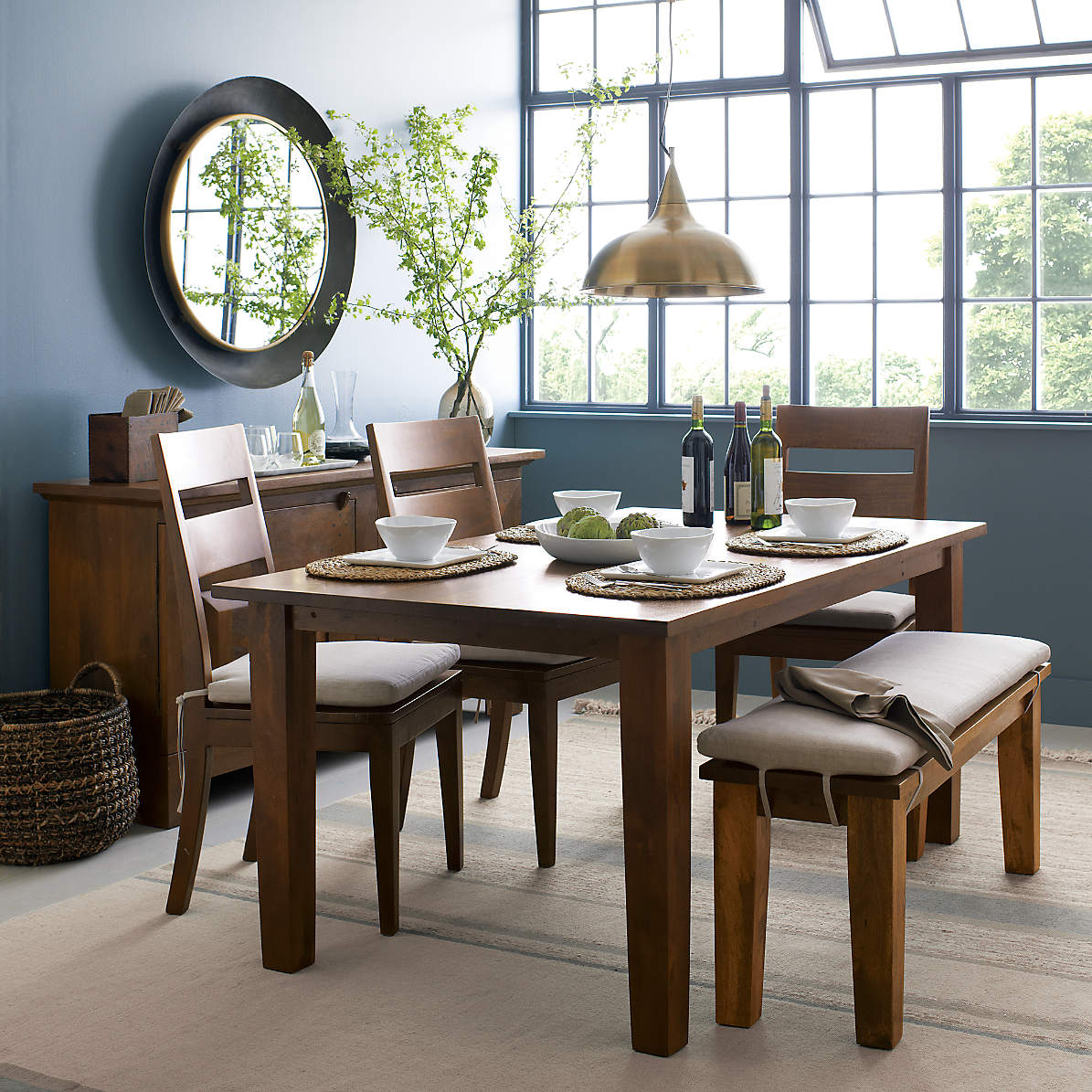 crate and barrel basque honey dining table