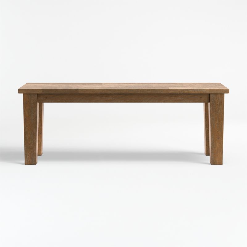 Basque 48" Light Brown Wood Bench with Natural Cushion