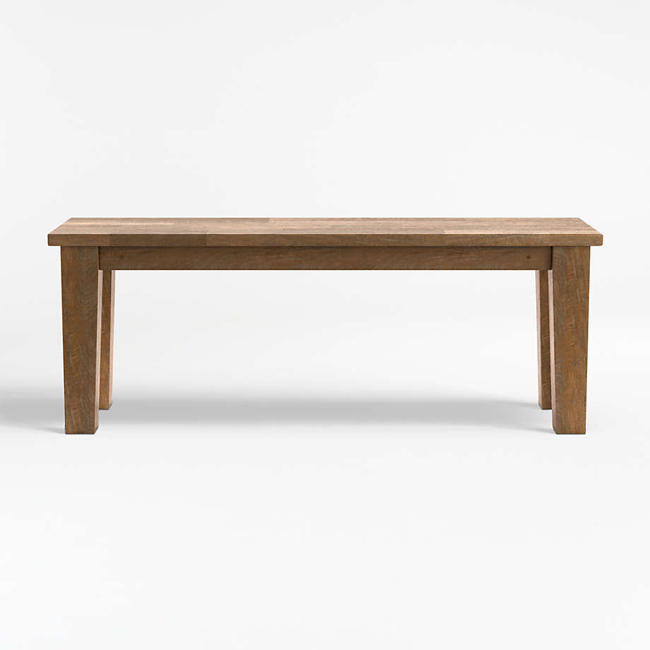 Basque 48 Light Brown Wood Bench with Natural Cushion + Reviews | Crate &  Barrel