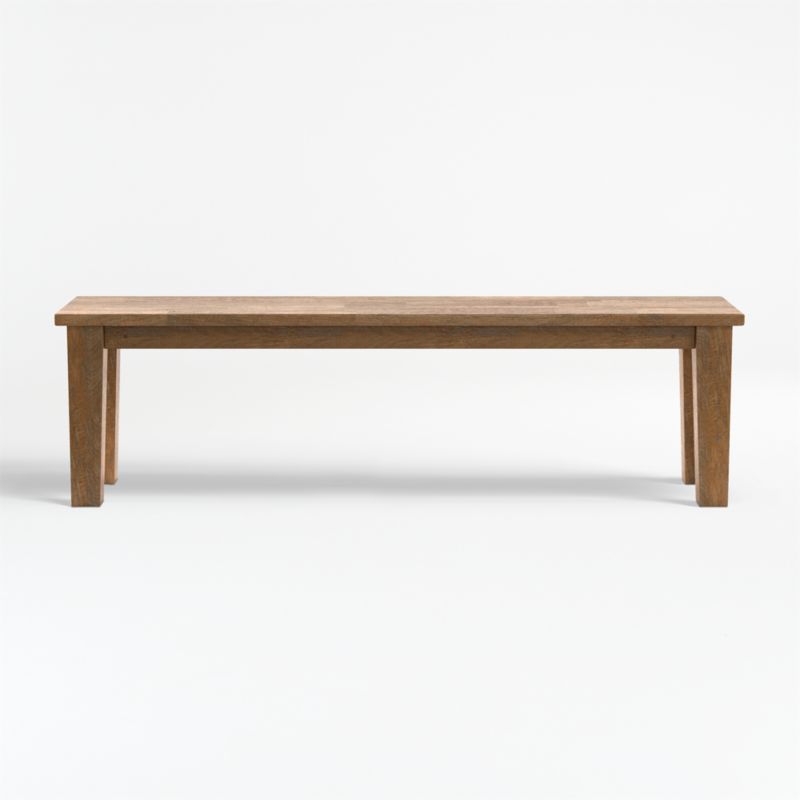 Basque 62" Light Brown Wood Bench with Natural Cushion