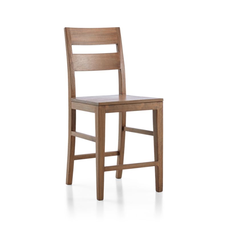 Basque Light Brown Wood Counter Stool with Natural Cushion - image 4 of 7