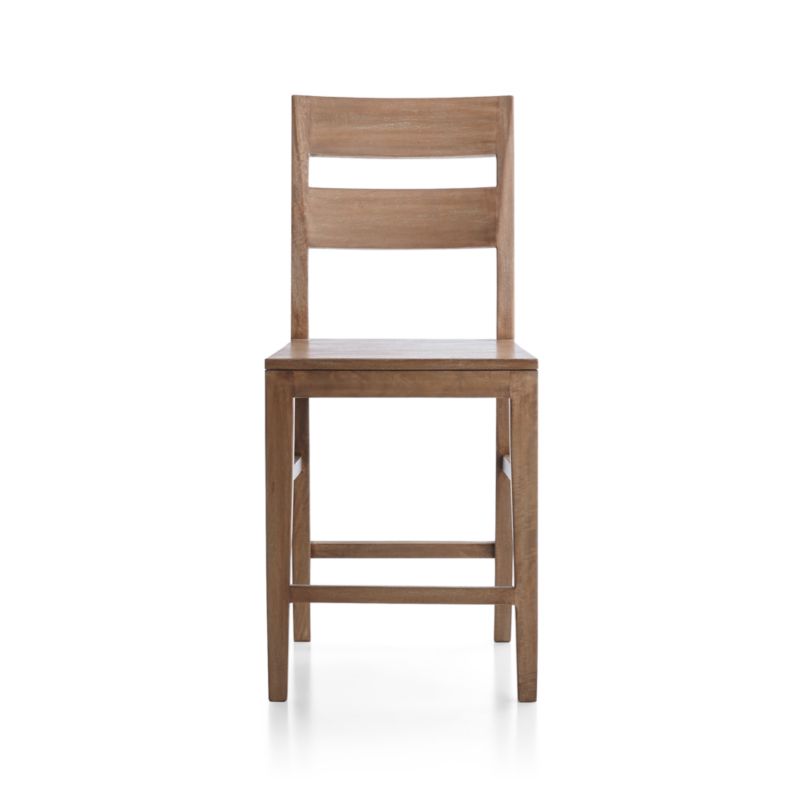 Basque Light Brown Wood Counter Stool with Natural Cushion - image 2 of 7