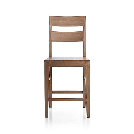 Basque Light Brown Wood Counter Stool with Camel Cushion