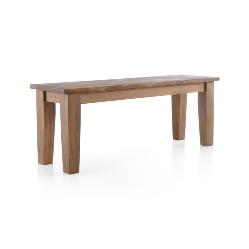 Basque 48" Light Brown Wood Bench with Natural Cushion