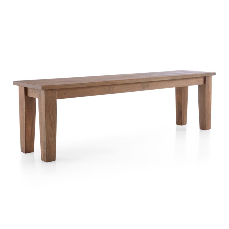 Basque 62" Light Brown Wood Bench with Natural Cushion