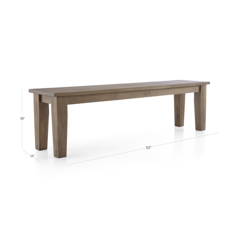 View Basque 62" Light Brown Solid Wood Dining Bench - image 3 of 13