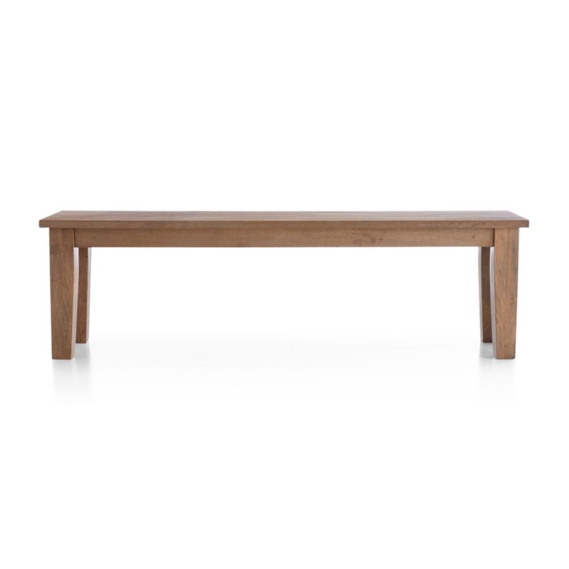 Basque 62" Light Brown Wood Bench with Natural Cushion
