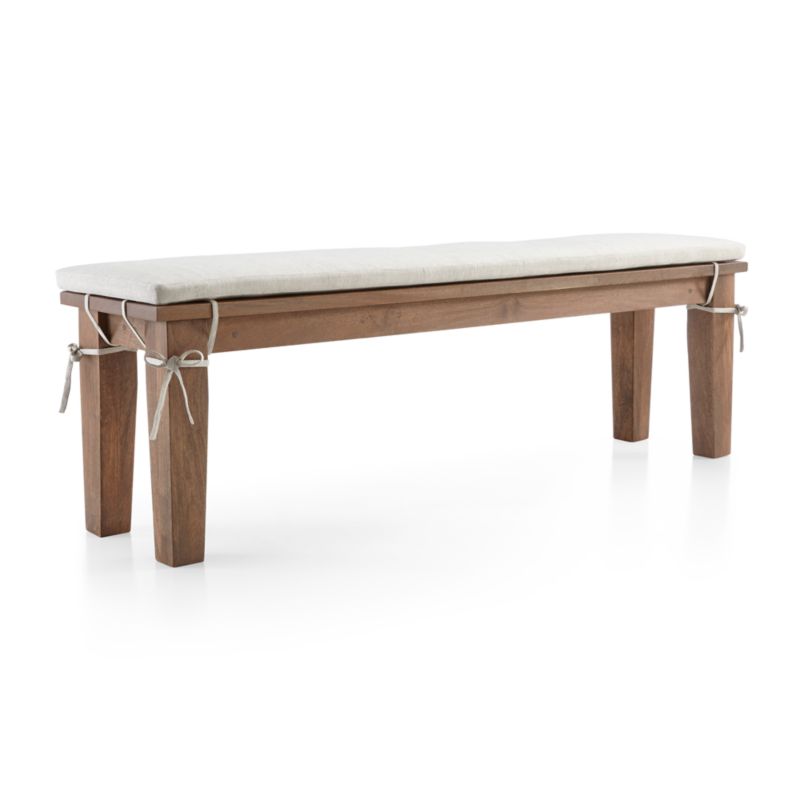 Basque 62" Light Brown Wood Bench with Natural Cushion