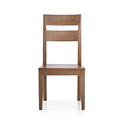 Basque Light Brown Wood Side Chair with Camel Cushion