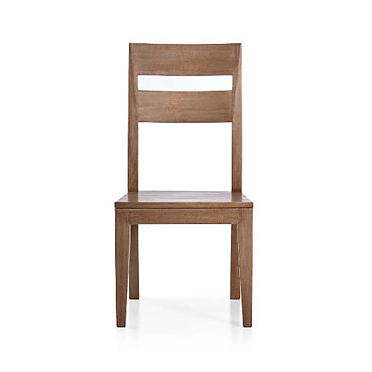 Basque Light Brown Wood Side Chair with Natural Cushion