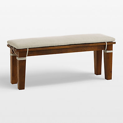 View Basque 48" Honey Wood Bench with Natural Cushion details