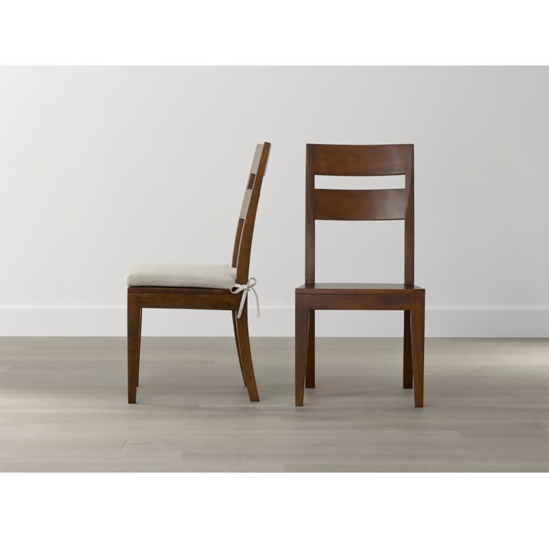Basque Honey Wood Side Chair with Camel Cushion