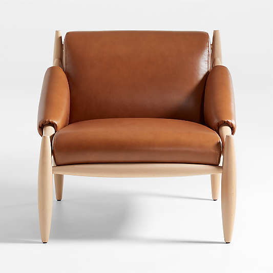 Bastion Leather and Wood Accent Chair