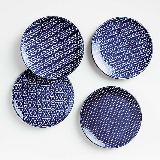 Batik Blue Salad Plates, Set of 4