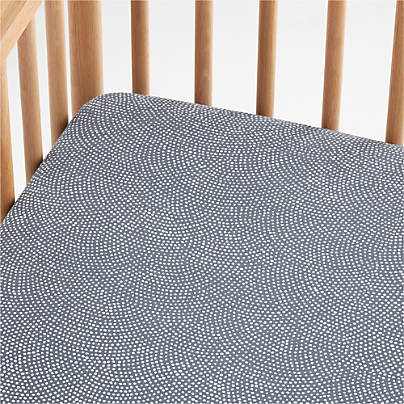 Batik Indigo Organic Cotton Baby Crib Fitted Sheet by Leanne Ford