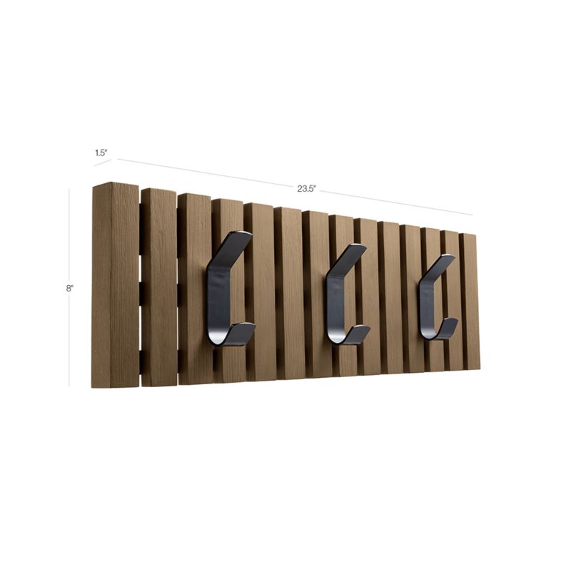 View Batten Brown Oak Mini Wall-Mounted Coat Rack - image 3 of 9