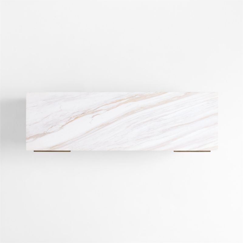 Batten 61.5" Natural Oak Wood Desk with White Marble Top - image 9 of 10