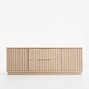 Panache 72" Cerused Natural Oak Wood Media Credenza with Textured Doors