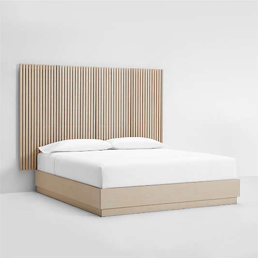 Batten White Oak King Plinth-Base Bed and Panels