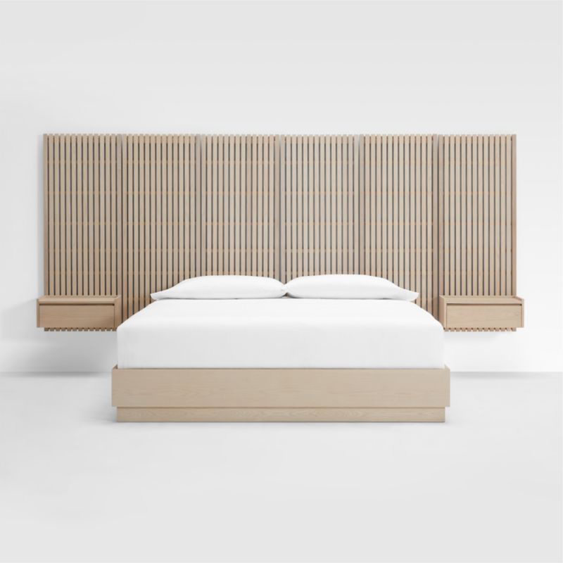 Batten White Oak King Plinth-Base Bed, Panels and Nightstands - image 0 of 10