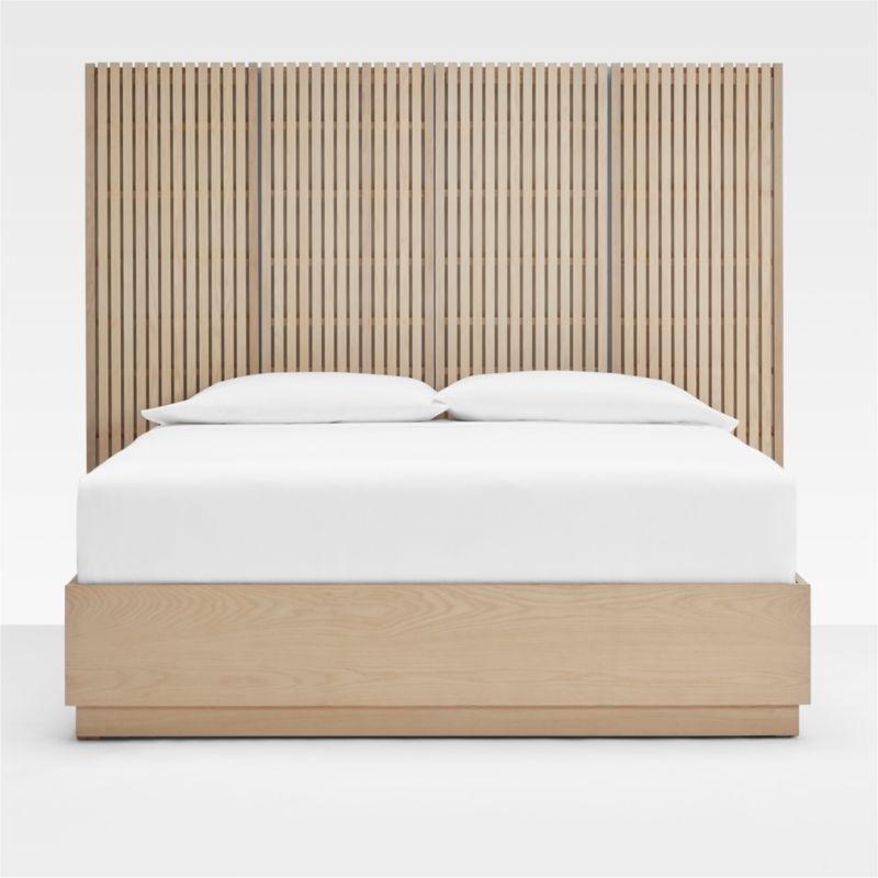 Batten White Oak King Plinth-Base Storage Bed and Panels - image 0 of 10