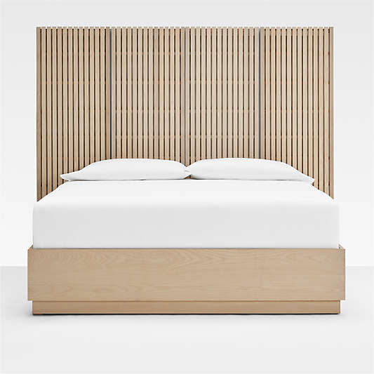 Batten White Oak King Plinth-Base Storage Bed and Panels