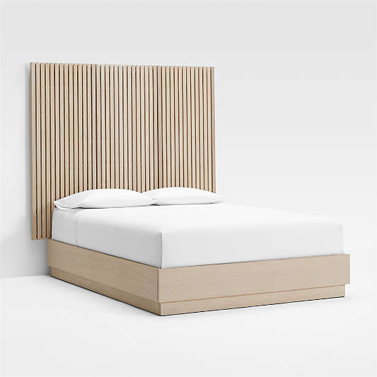 Batten White Oak Queen Plinth-Base Bed and Panels