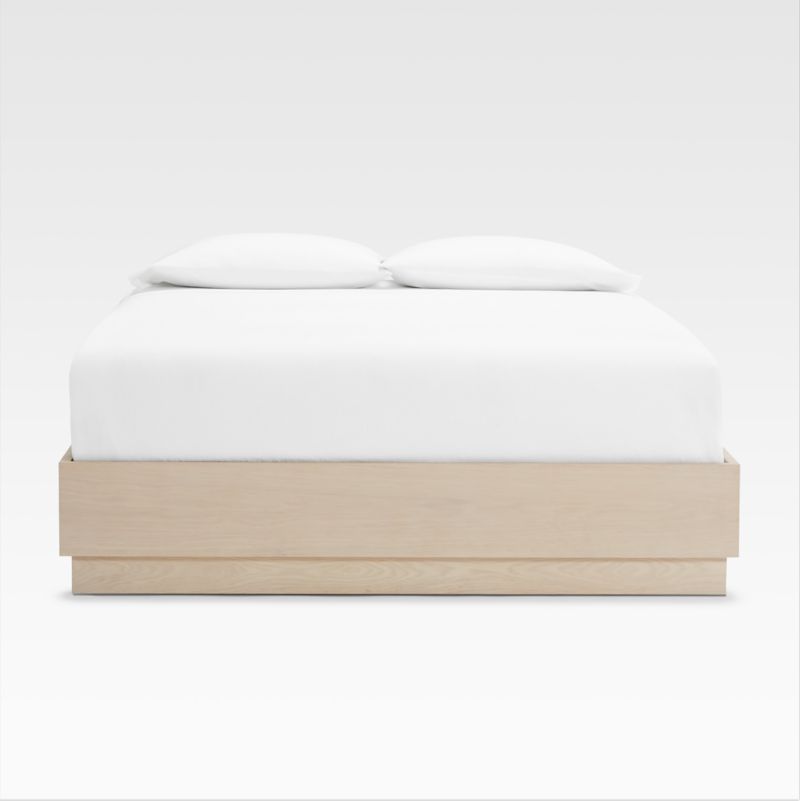 Batten White Oak Queen Plinth-Base Bed - image 0 of 5