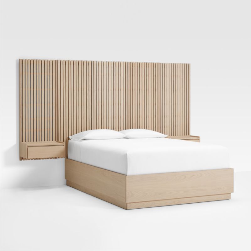 Batten Oak Queen Plinth-Base Storage Bed