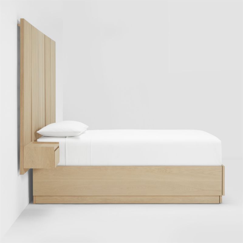 Batten Oak Queen Plinth-Base Storage Bed