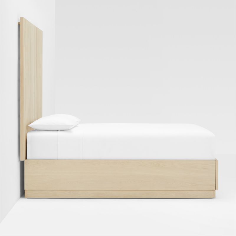 Batten Oak Queen Plinth-Base Storage Bed and Panels