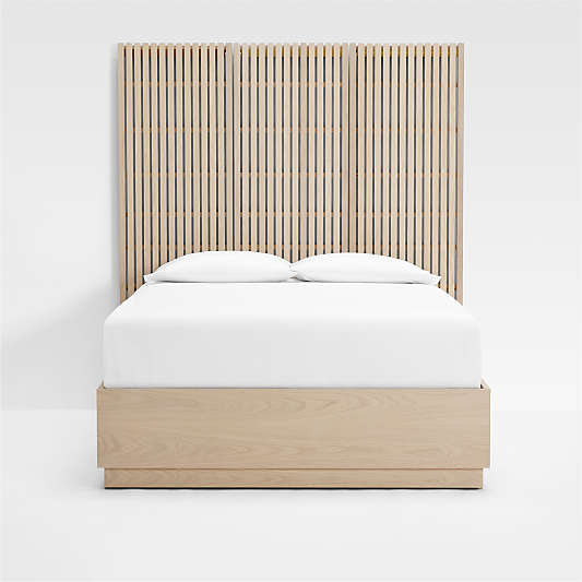 Batten White Oak Plinth-Base Storage Bed and Panels