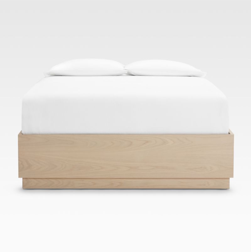 Batten Oak Queen Plinth-Base Storage Bed