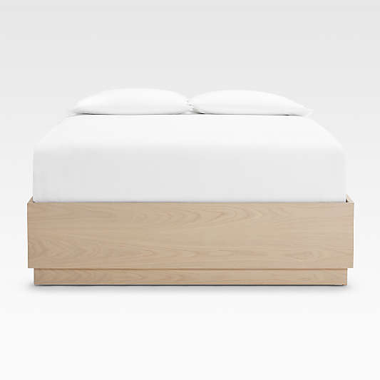 Batten White Oak Queen Plinth-Base Storage Bed