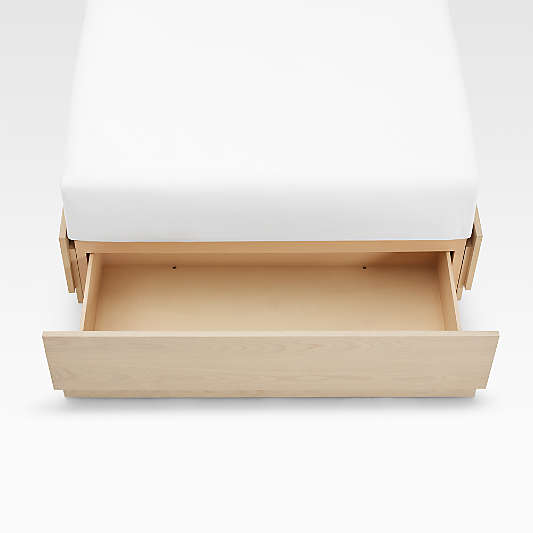 Batten White Oak Queen Plinth-Base Storage Bed