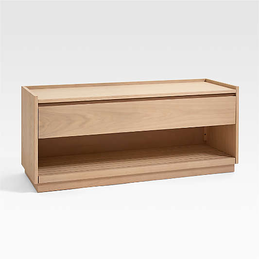 Batten White Oak Storage Bench