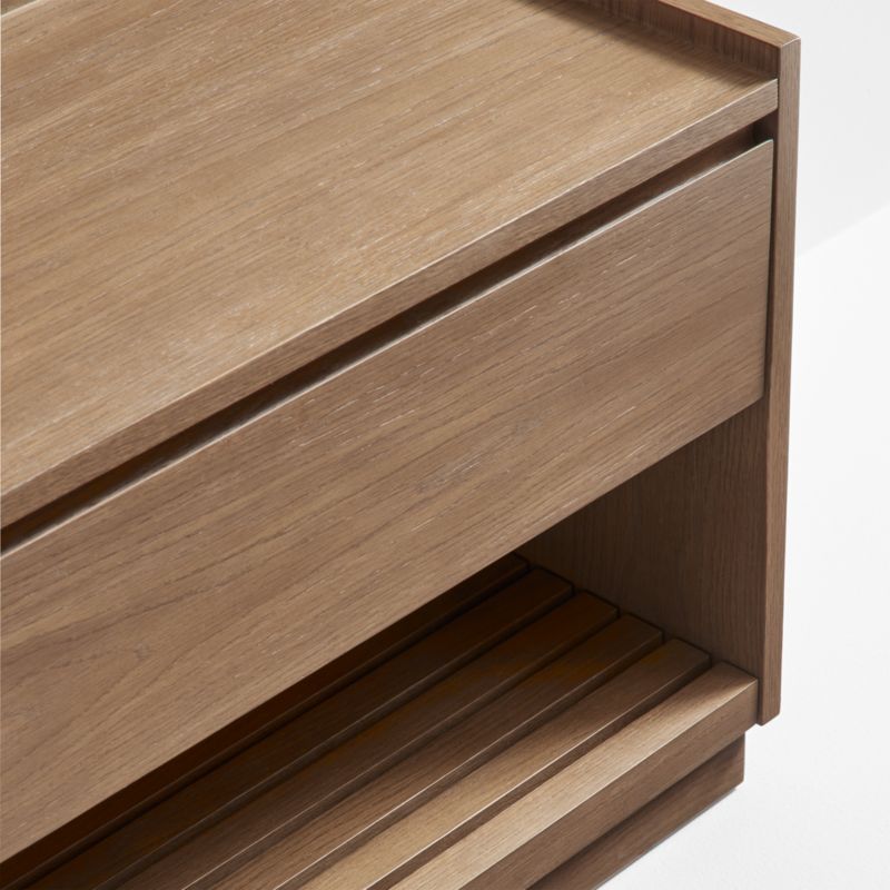 Batten Brown Oak Storage Bench and Panel Set with Reversible Shelf - image 3 of 4