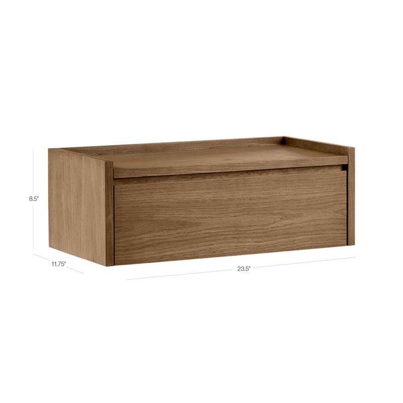 View Batten Brown Oak Floating Nightstand - image 2 of 9