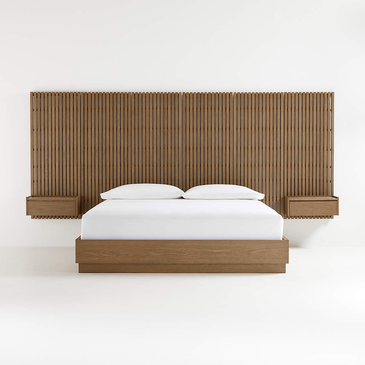 Batten Brown Oak King PlinthBase Bed, Panels and Nightstands + Reviews