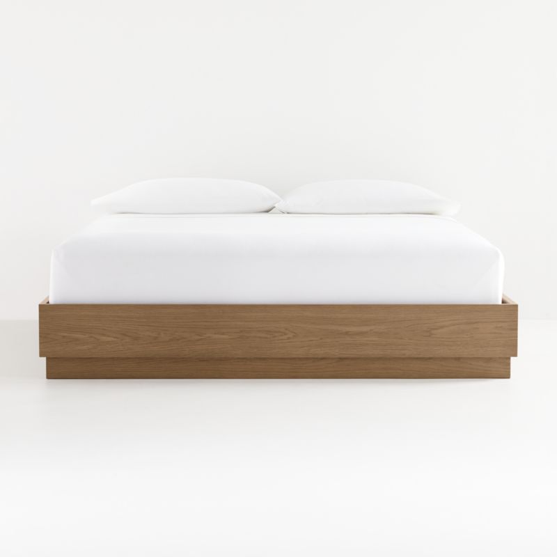 Batten Brown Oak King Plinth-Base Bed - image 0 of 6