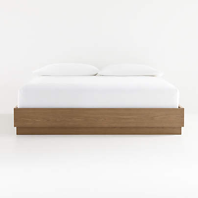 Batten Brown Oak King Plinth-Base Bed