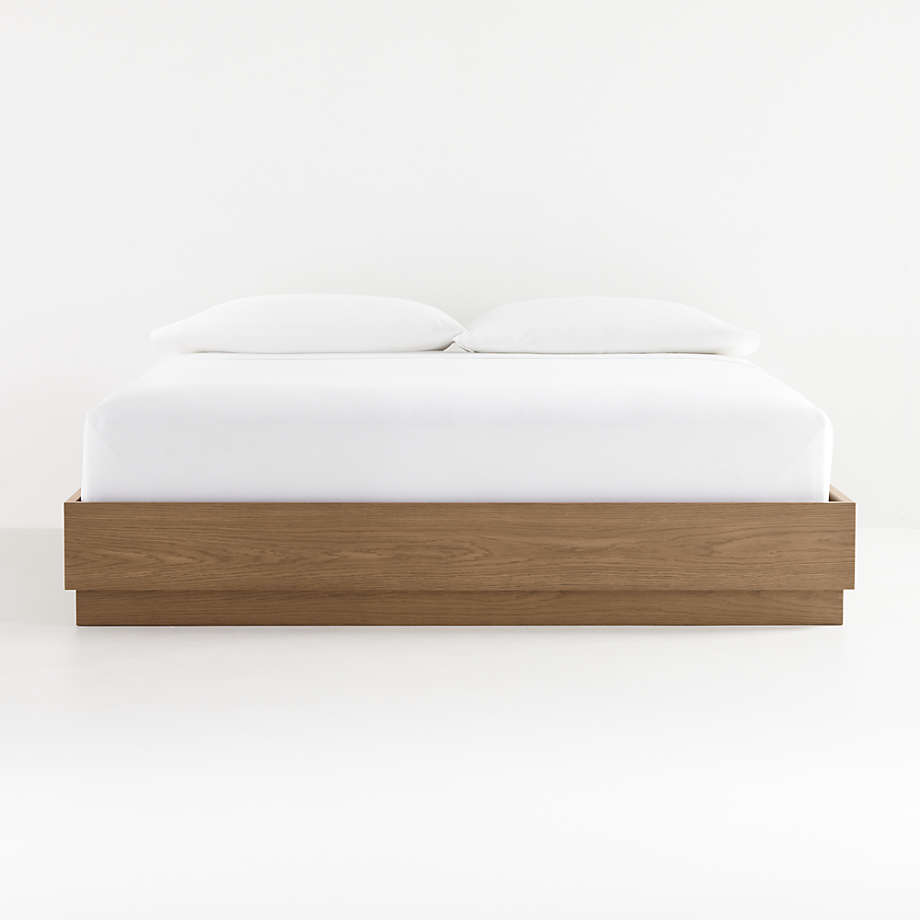 Batten Brown Oak King PlinthBase Bed + Reviews Crate & Barrel Canada