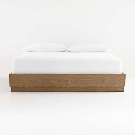 Batten Brown Oak King Plinth-Base Bed