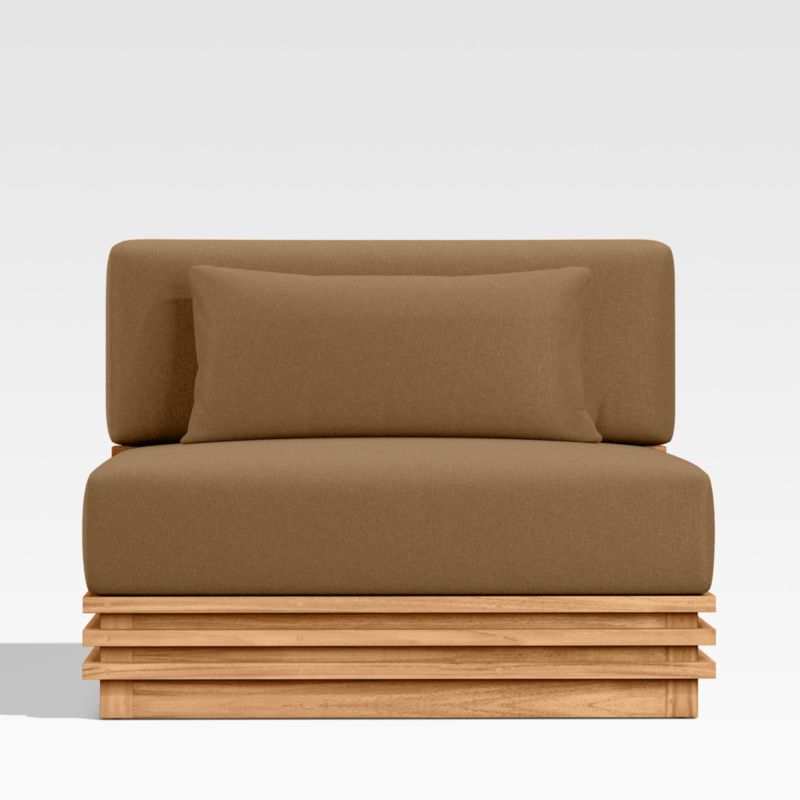 Viewing product image Batten Natural Teak Outdoor Armless Chair with Cast Teak Brown Sunbrella ® Cushions - image 1 of 8