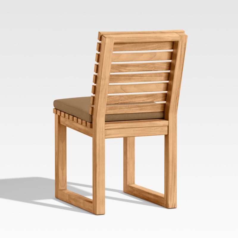 Batten Natural Teak Outdoor Dining Side Chair with Cast Teak Brown Sunbrella ® Cushions - image 9 of 9