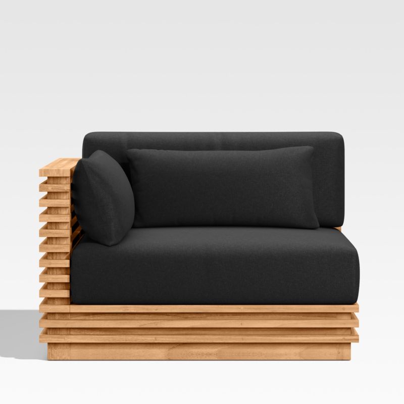 Viewing product image Batten Natural Teak Outdoor Sectional Chair with Canvas Black Sunbrella ® Cushions - image 1 of 5