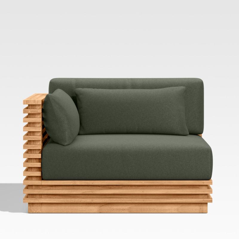 Viewing product image Batten Natural Teak Outdoor Sectional Chair with Cast Sage Green Sunbrella ® Cushions - image 1 of 5