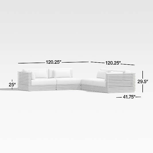 Batten 5-Piece L-Shaped Teak Outdoor Sectional Sofa with Corner Coffee Table & Charcoal Cushions