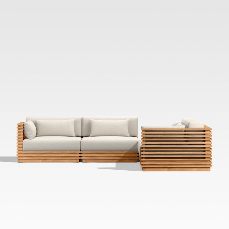 Batten 5-Piece L-Shaped Teak Outdoor Sectional Sofa with Corner Coffee Table & Oat Cushions - image 10 of 12